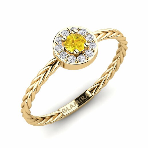 Anillo Hostoa Oro Amarillo 585 & Zafiro amarillo & Diamante