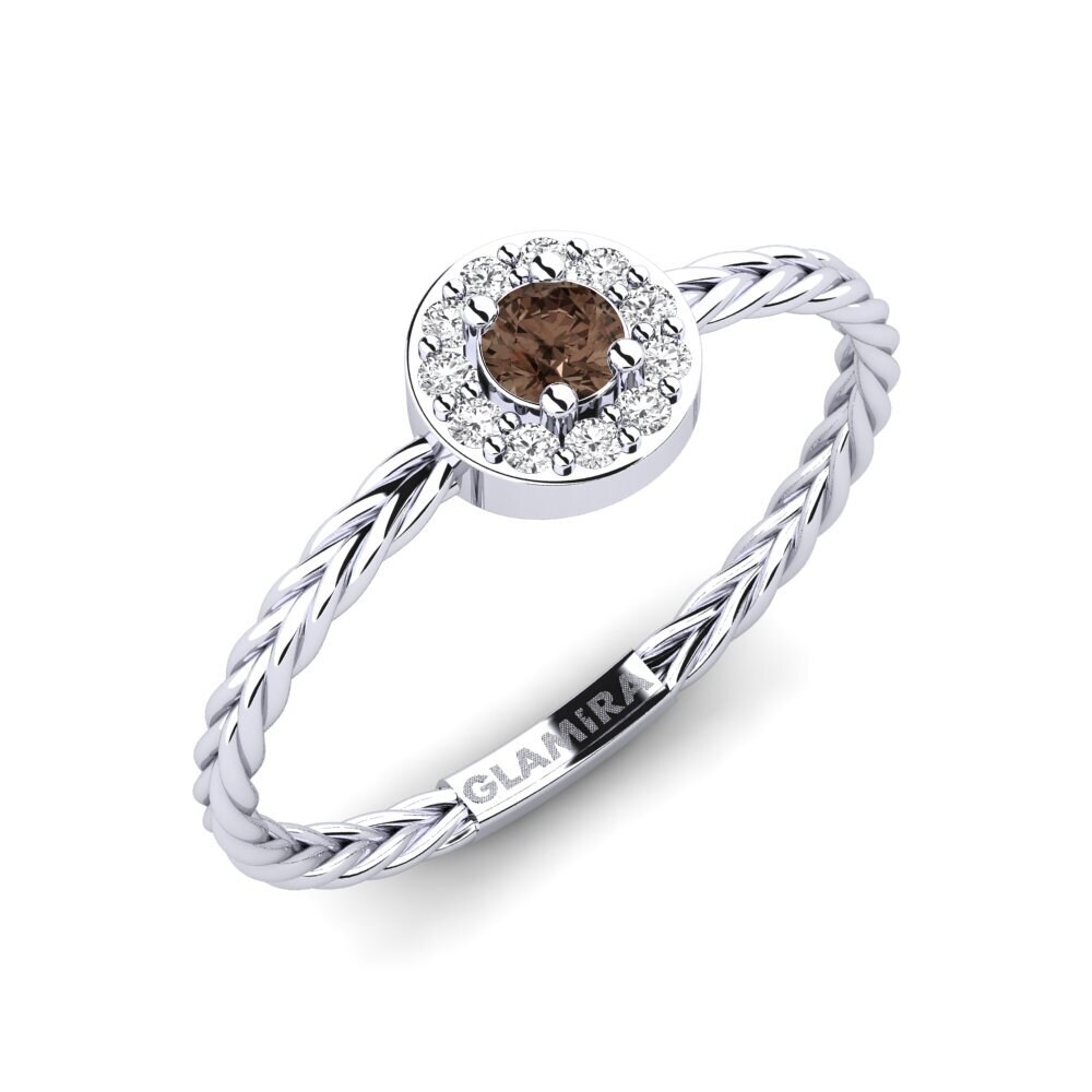 White Silver Smoky Quartz Ring Hostoa