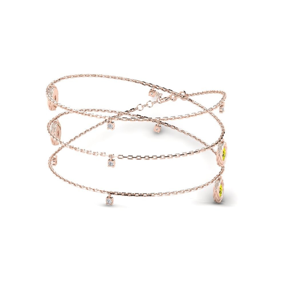 9ct Rose Gold Yellow Diamond Women's Necklace Karalyl