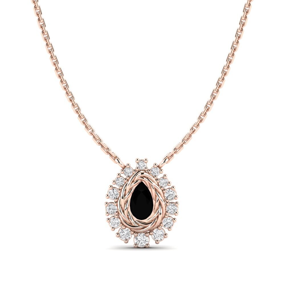 9ct Rose Gold Black Onyx Women's Necklace Kines