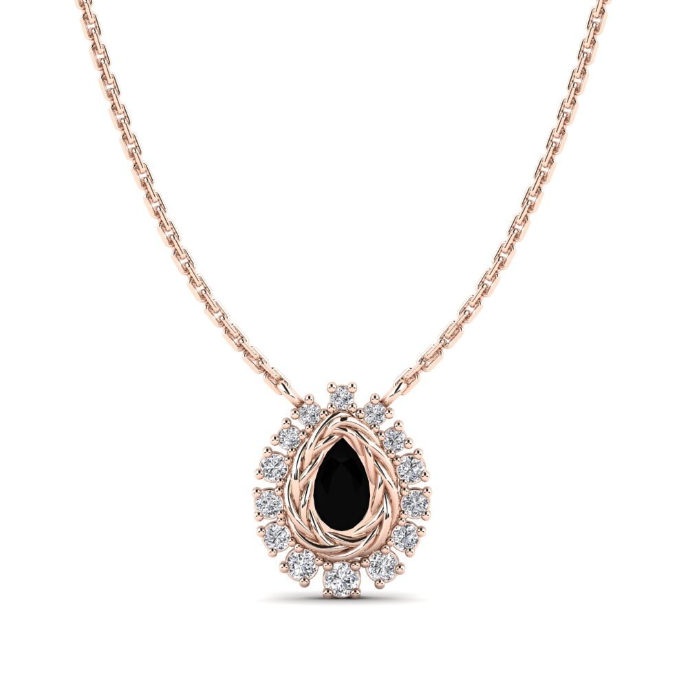 9ct Rose Gold Black Diamond Women's Necklace Kines