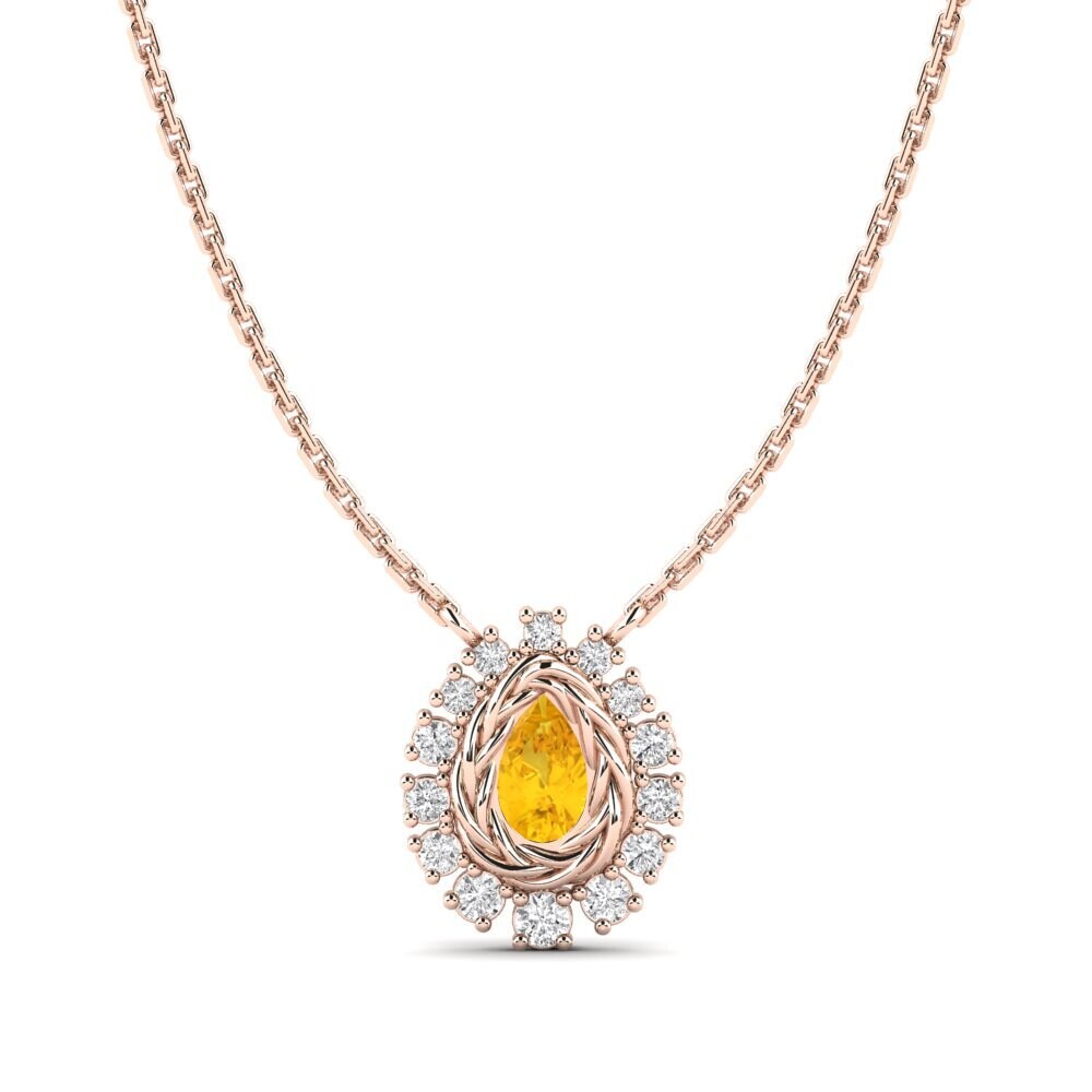 9ct Rose Gold Citrine Women's Necklace Kines