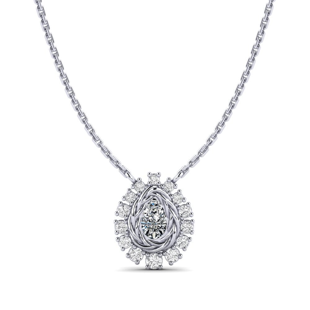 9ct White Gold Zirconia Women's Necklace Kines