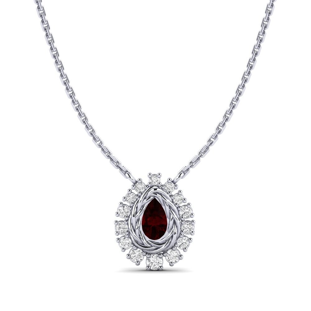 950 Platinum Garnet Women's Necklace Kines