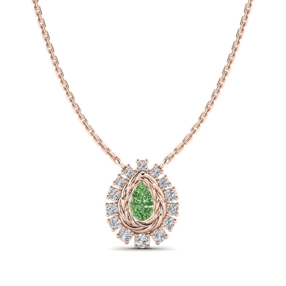 18ct Rose Gold Green Diamond Women's Necklace Kines