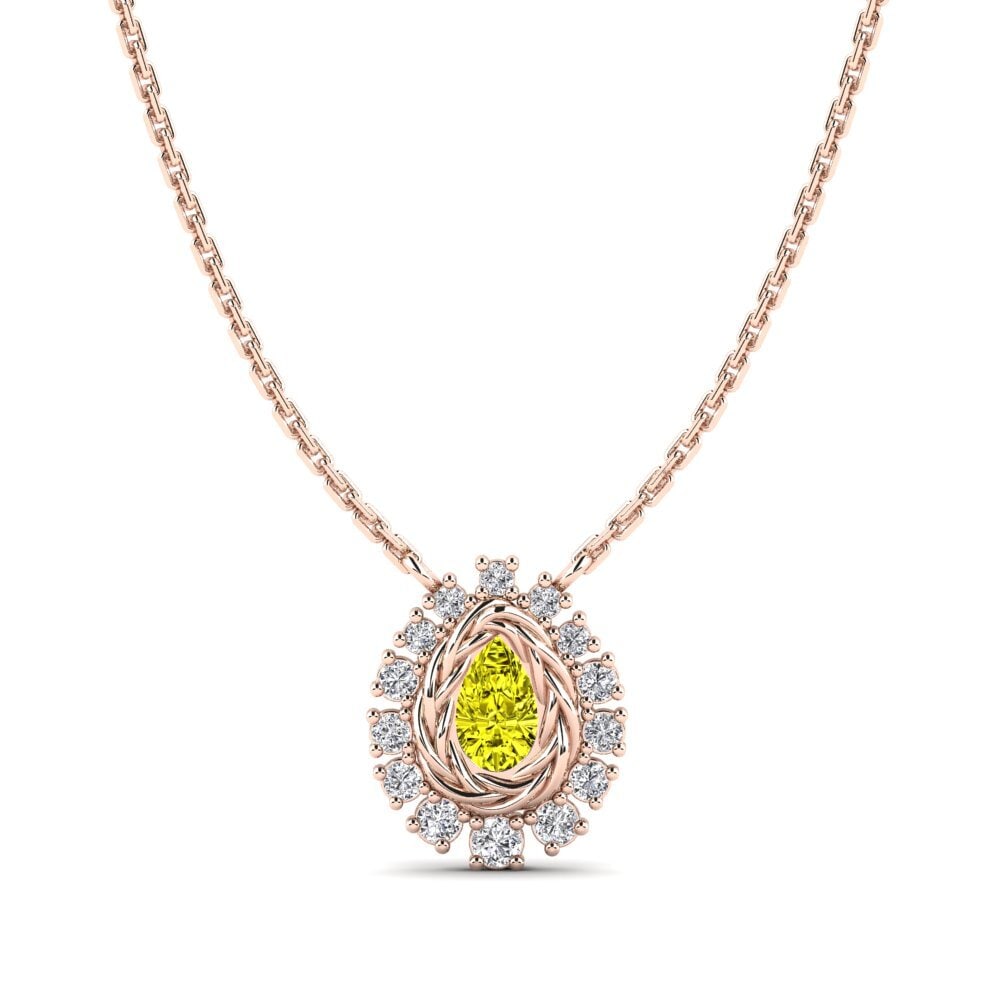 9ct Rose Gold Yellow Diamond Women's Necklace Kines