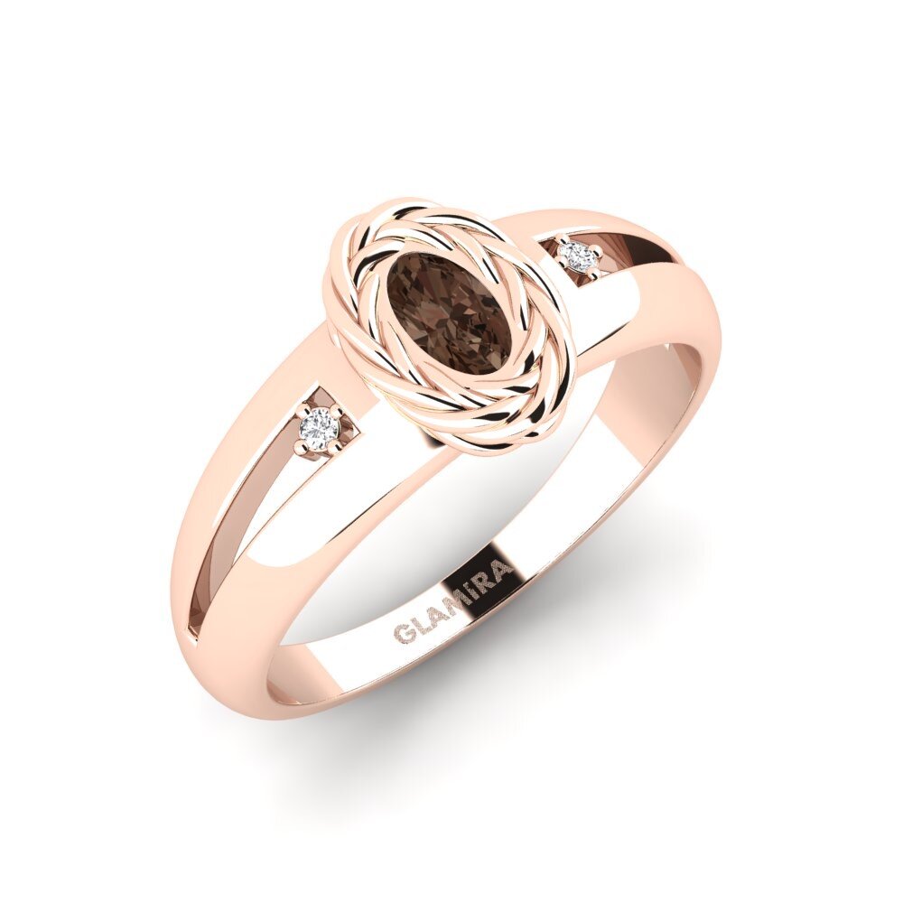 14ct Rose Gold Smoky Quartz Engagement Ring Kunalan