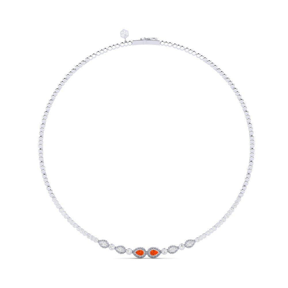 9ct White Gold Fire Opal Collier Livvia