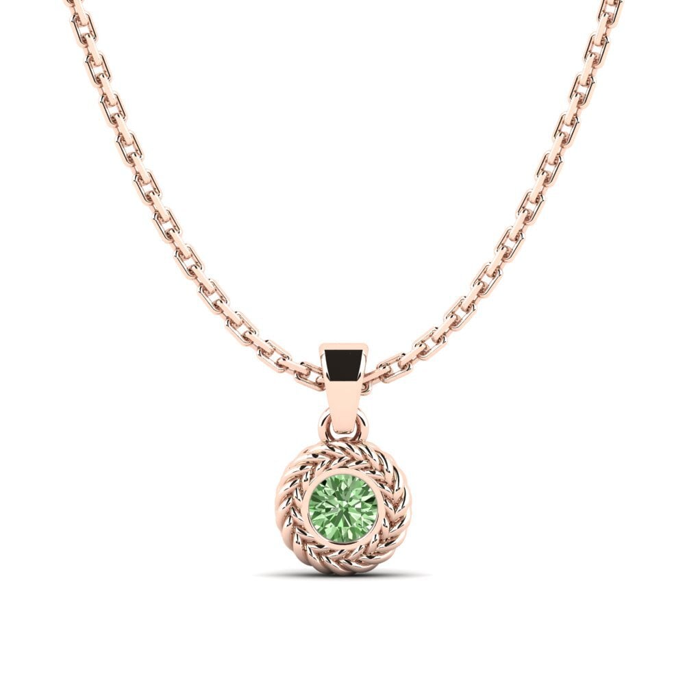18ct Rose Gold Green Diamond Women's Pendant Luvlife