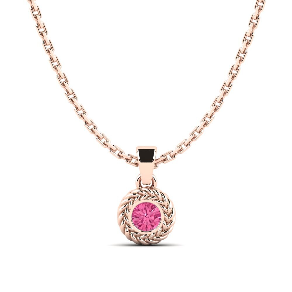 9k Oro Rosa Turmalina rosa Colgante de Mujer Luvlife