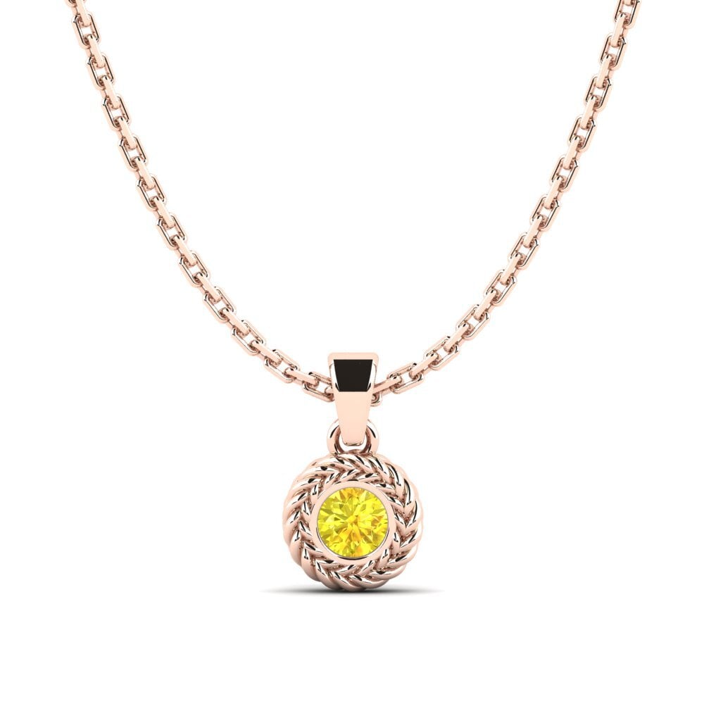 9ct Rose Gold Yellow Sapphire Women's Pendant Luvlife