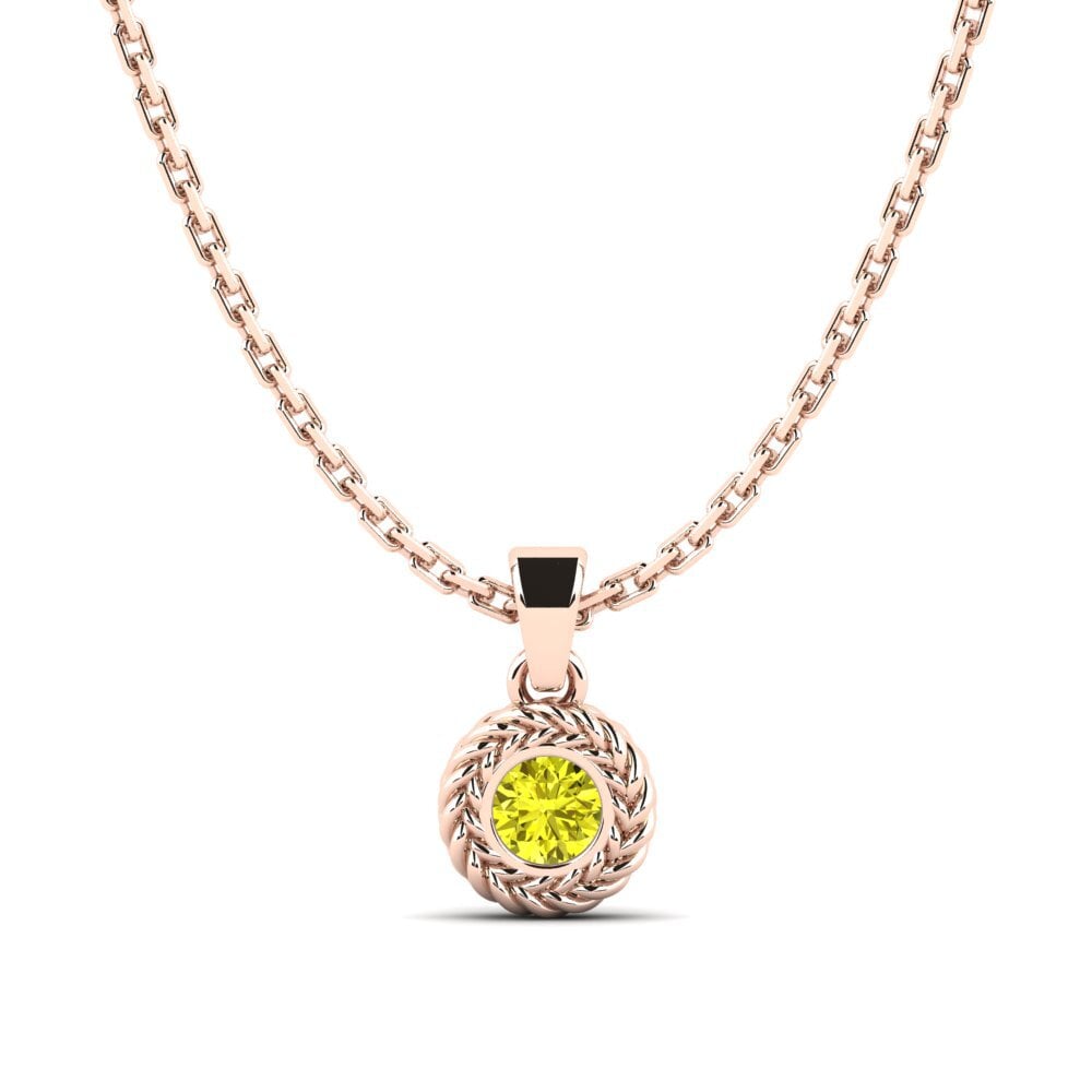 9ct Rose Gold Yellow Diamond Women's Pendant Luvlife