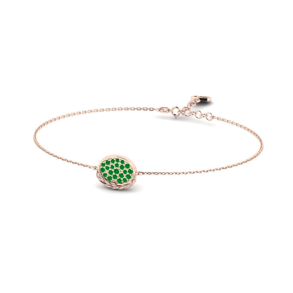 Or rose 14k Émeraude Bracelet pour femme Scrape