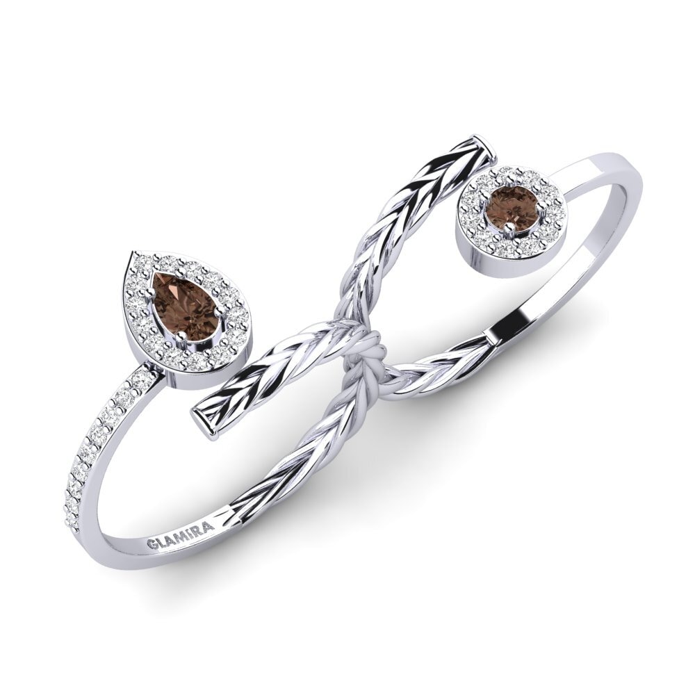White Silver Smoky Quartz Engagement Ring Shizha