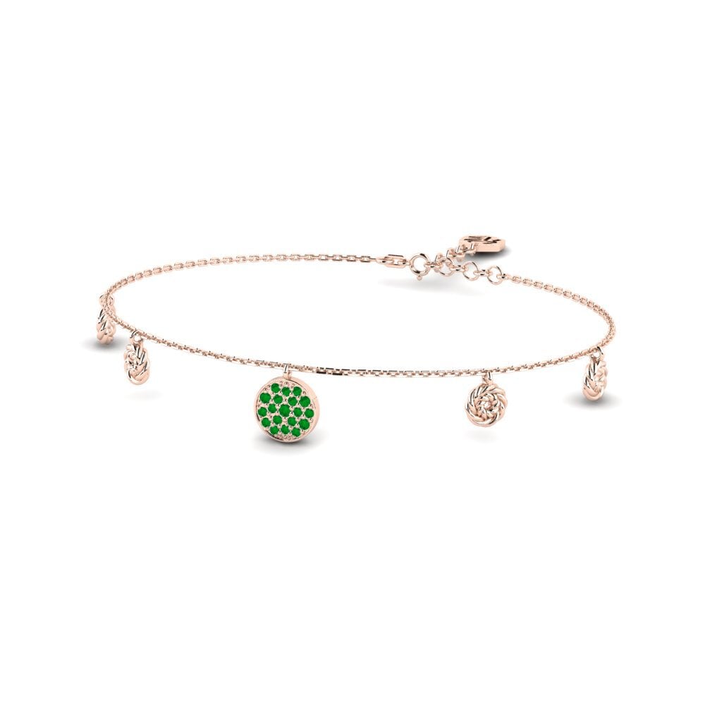 Or rose 14k Émeraude Bracelet pour femme Tagticket