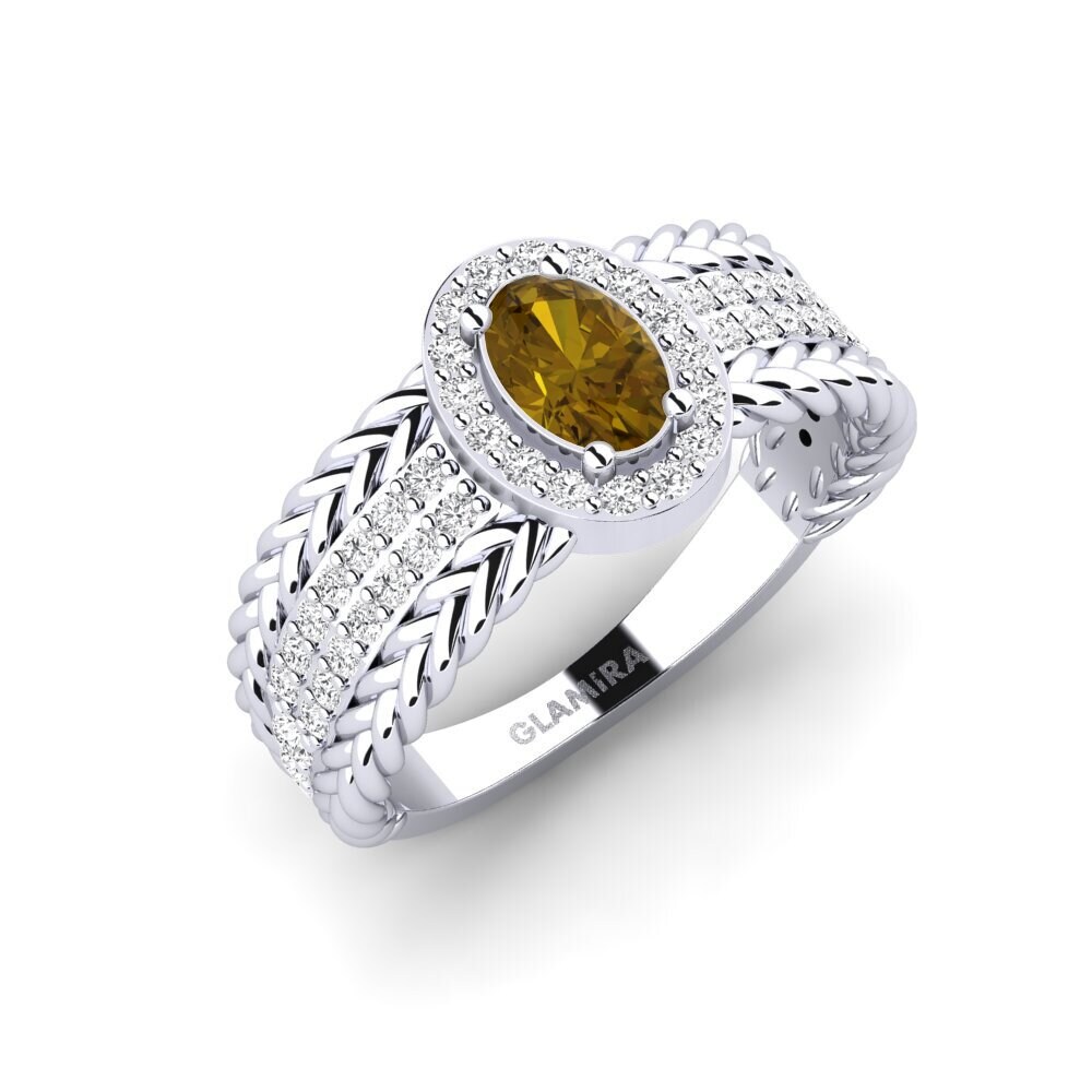 18ct White Gold Brown Zircon Ring Tenger