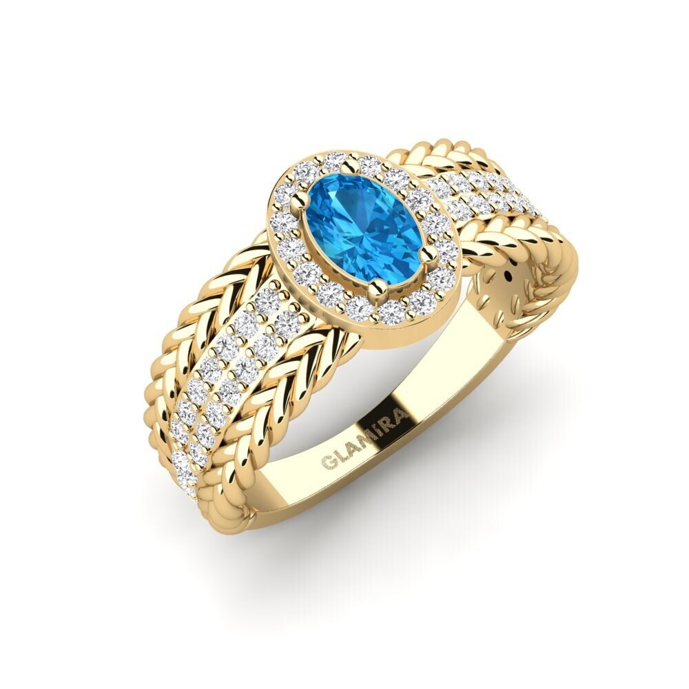 Ovale Topaze Bleue Bague Tenger