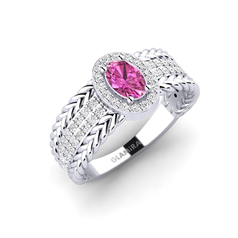 9ct White Gold Pink Topaz Ring Tenger