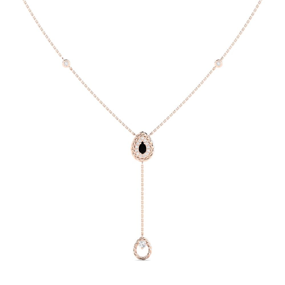 9ct Rose Gold Black Onyx Women's Necklace Vrednosto