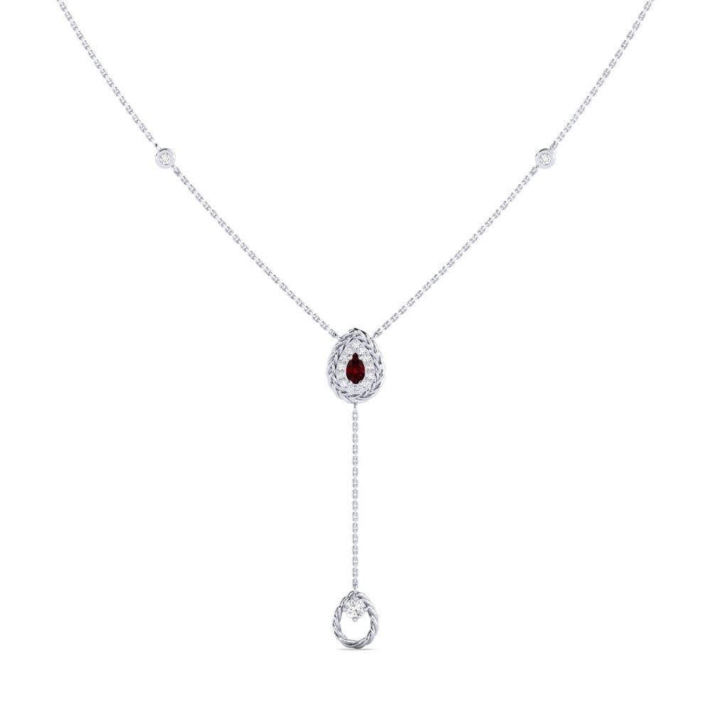 950 Platinum Garnet Women's Necklace Vrednosto