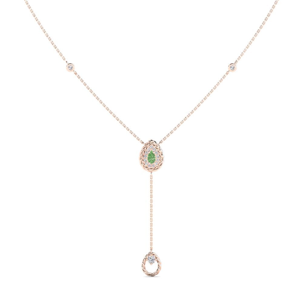 18ct Rose Gold Green Diamond Women's Necklace Vrednosto