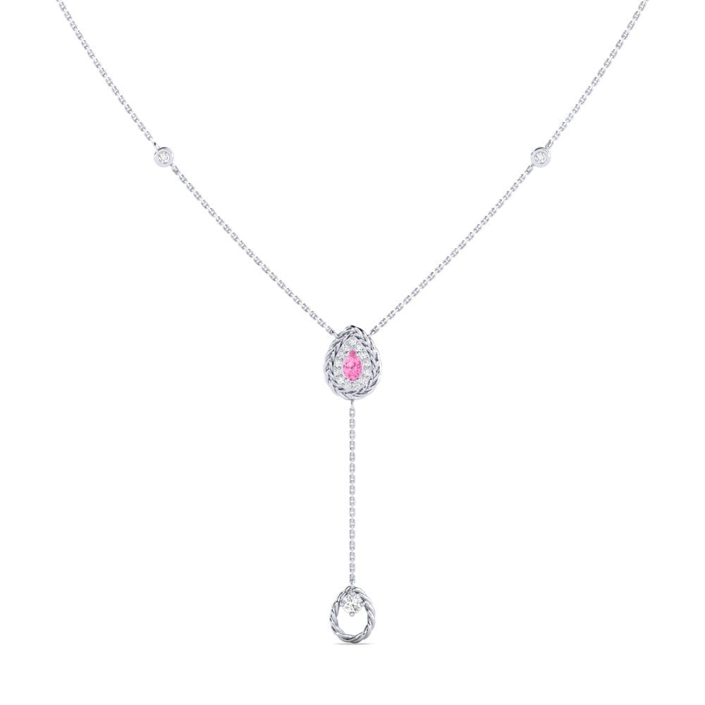 950 Platinum Pink Sapphire Women's Necklace Vrednosto