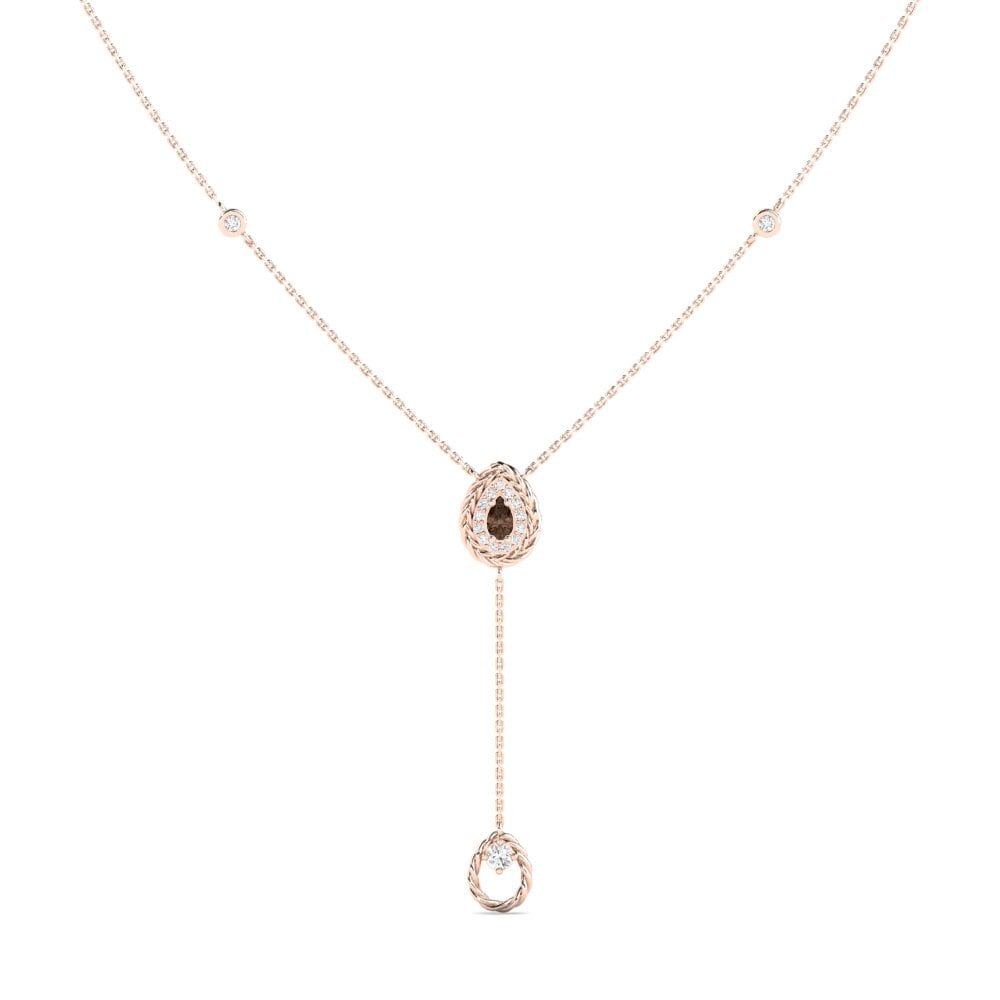 9ct Rose Gold Smoky Quartz Women's Necklace Vrednosto