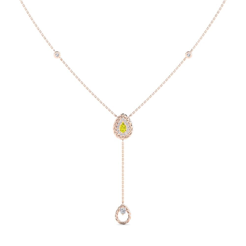 9ct Rose Gold Yellow Diamond Women's Necklace Vrednosto