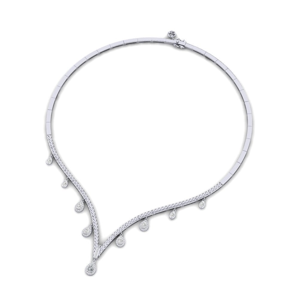 9ct White Gold Zirconia Collier Yebo