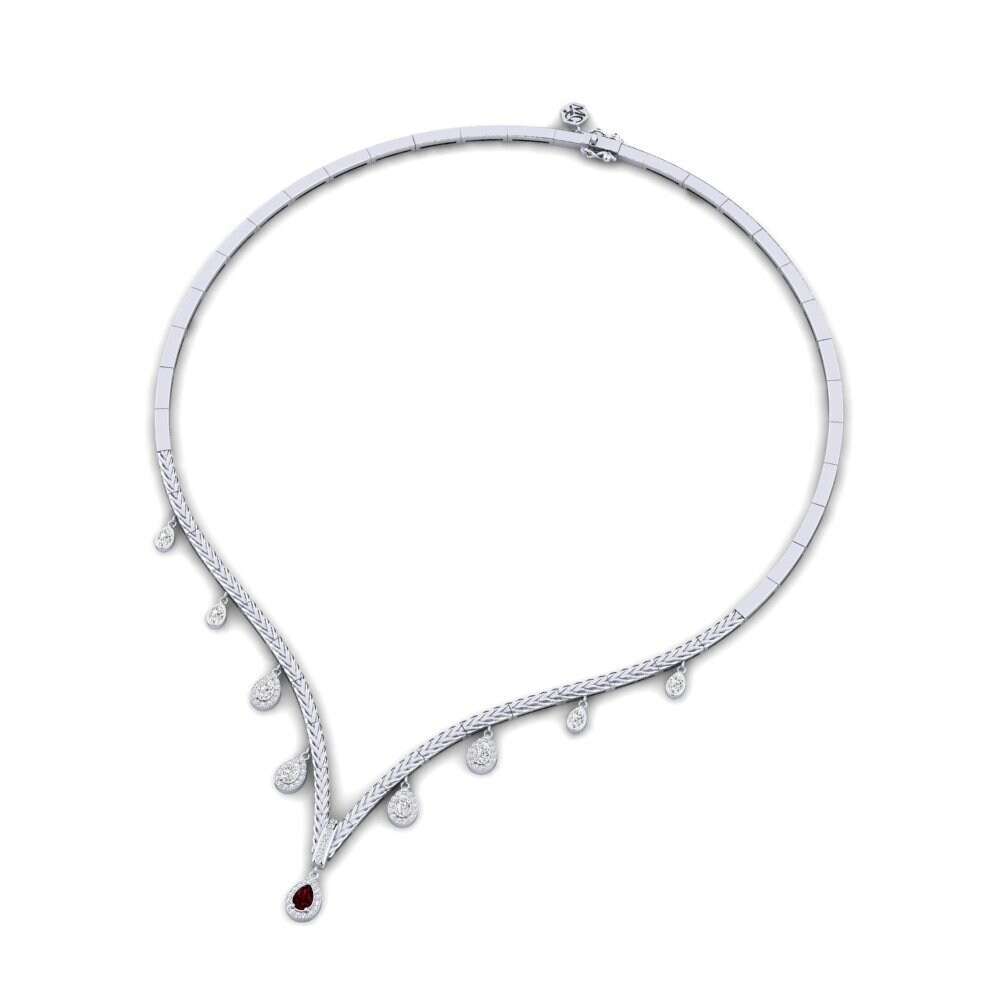 950 Platinum Garnet Collier Yebo