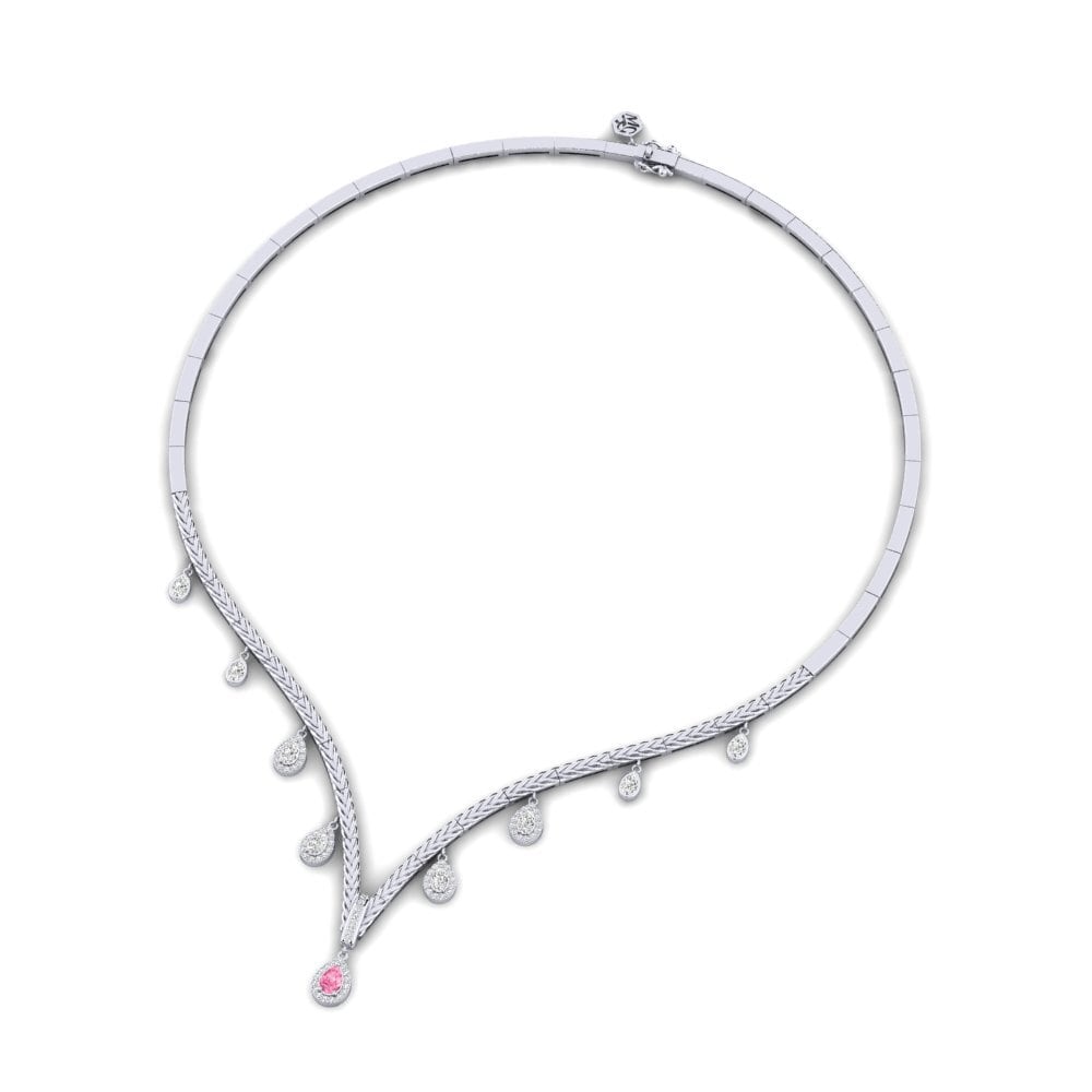 950 Platinum Pink Sapphire Collier Yebo