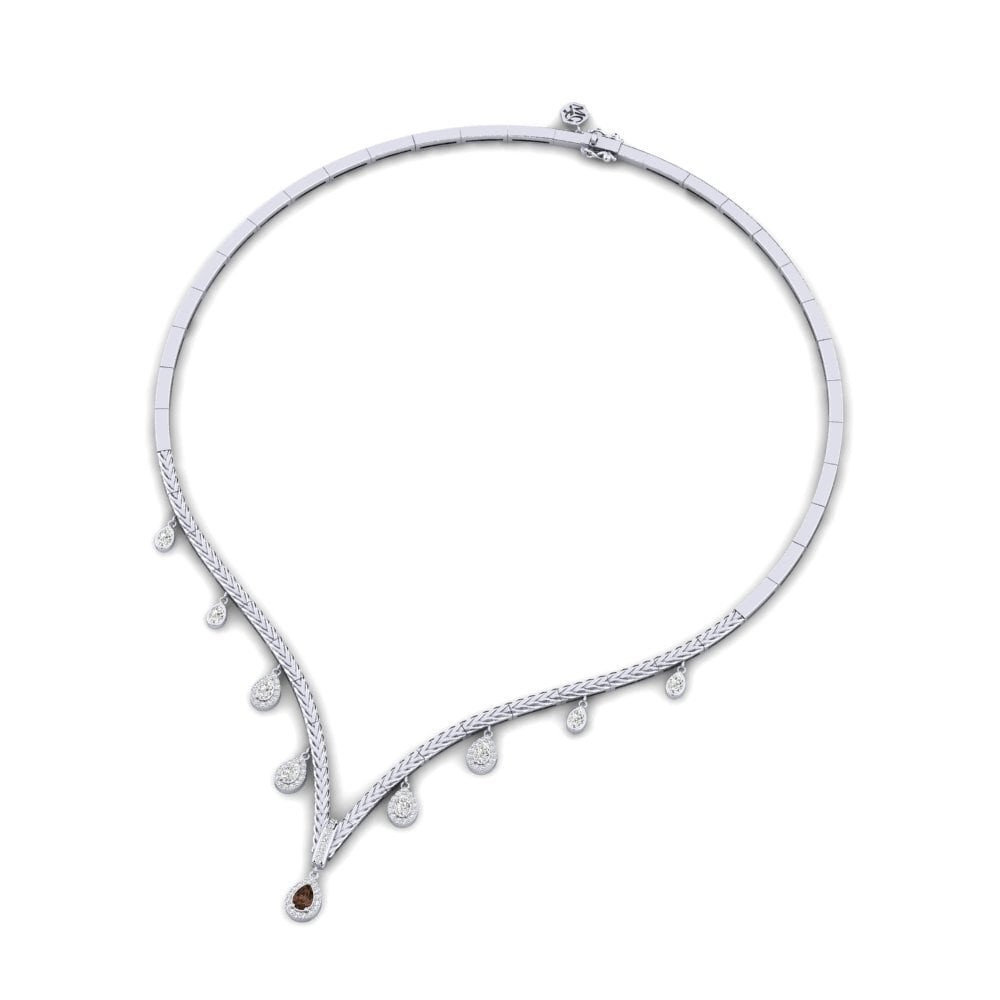 White Silver Smoky Quartz Collier Yebo