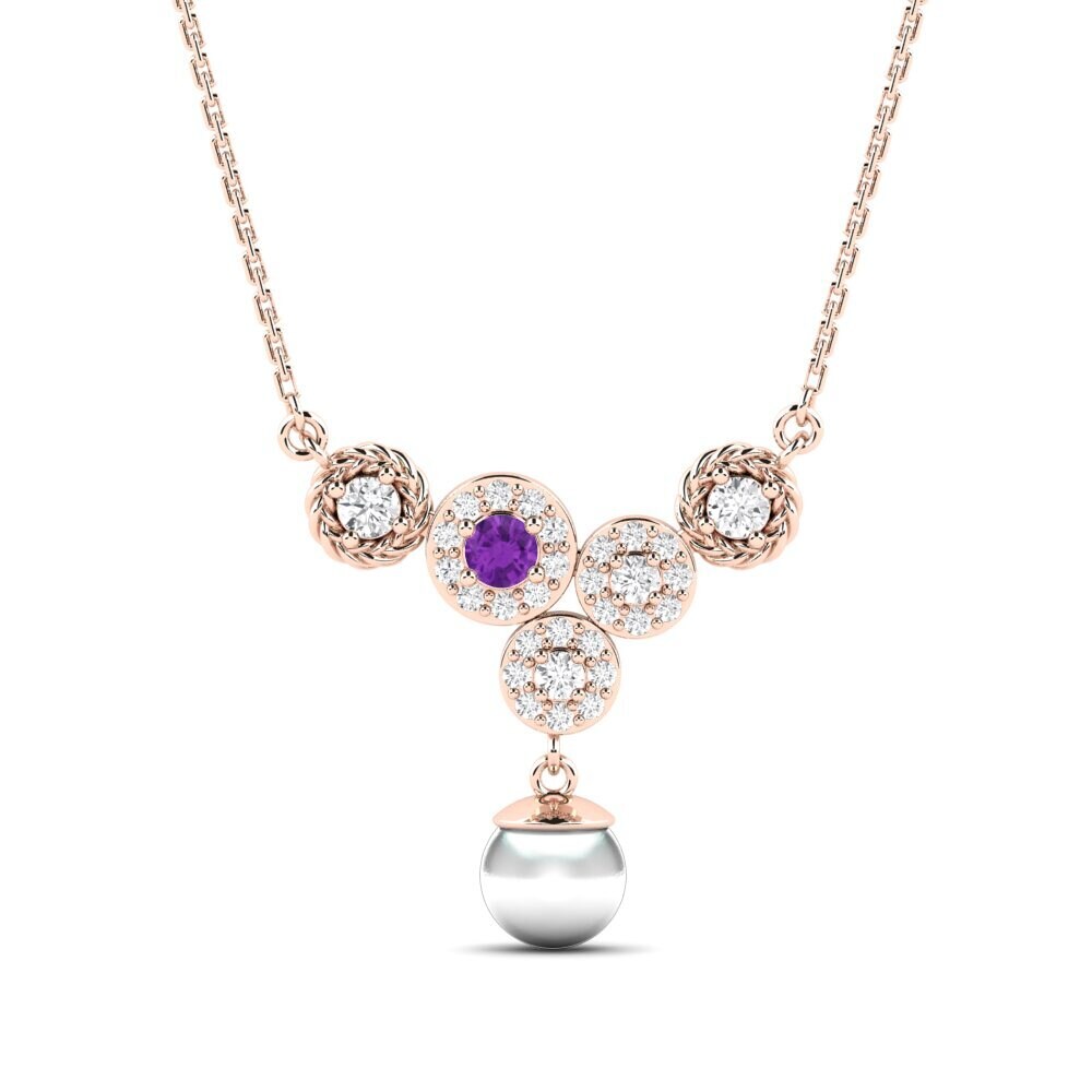 9ct Rose Gold Amethyst Women's Necklace Zieds