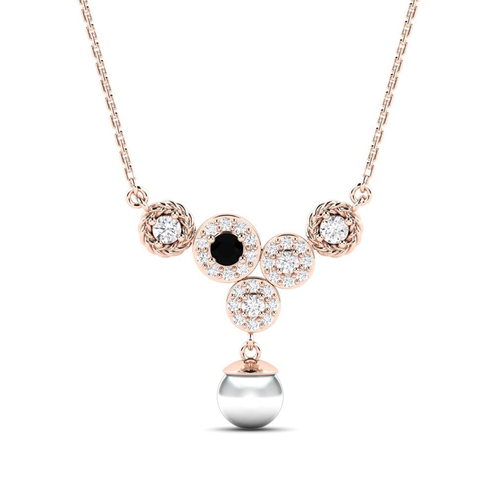 9ct Rose Gold Black Onyx Women's Necklace Zieds