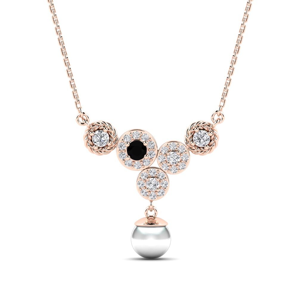 9ct Rose Gold Black Diamond Women's Necklace Zieds