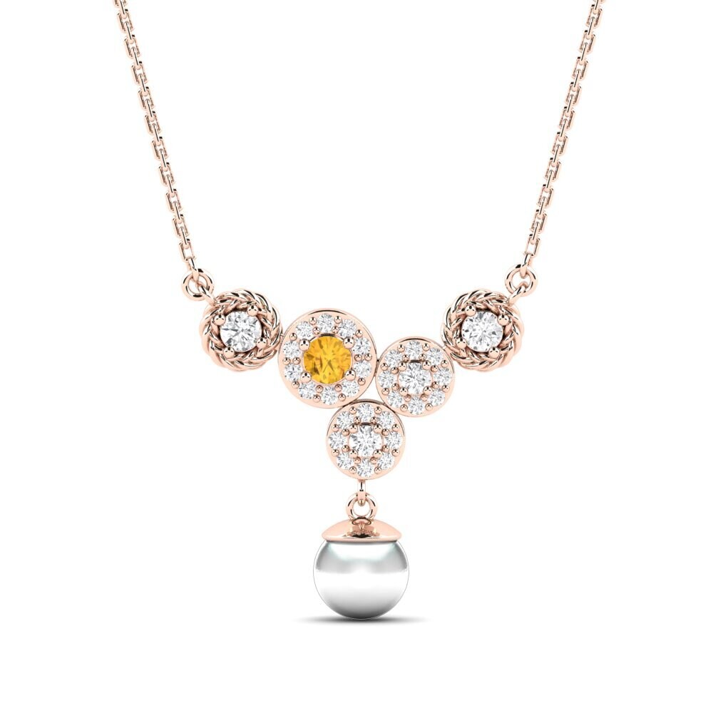9ct Rose Gold Citrine Women's Necklace Zieds