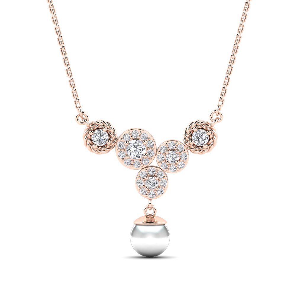 9ct Rose Gold Diamond Women's Necklace Zieds