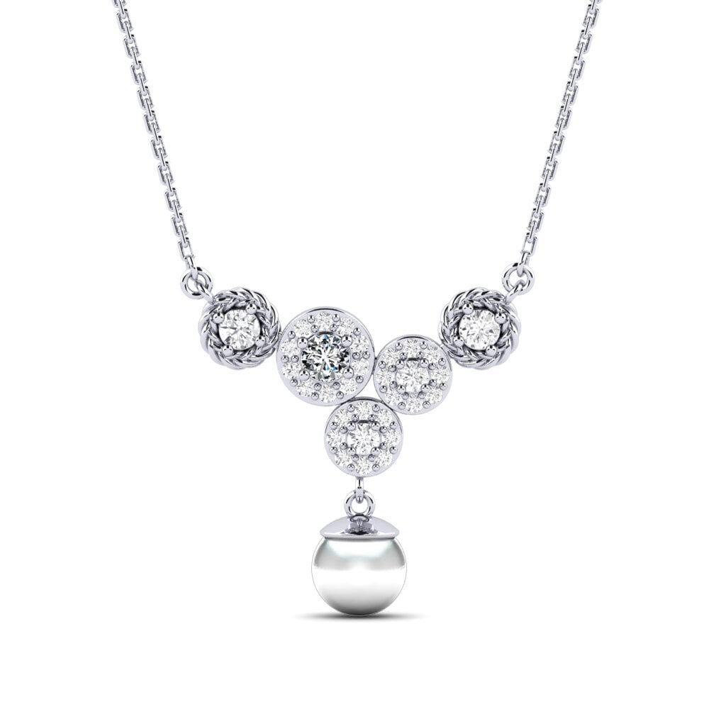 9ct White Gold Zirconia Women's Necklace Zieds