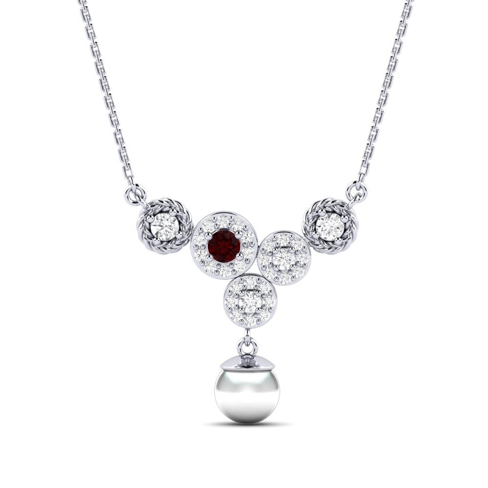 950 Platinum Garnet Women's Necklace Zieds