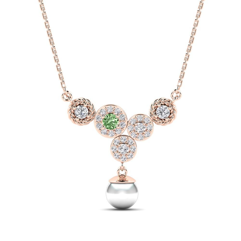 18ct Rose Gold Green Diamond Women's Necklace Zieds