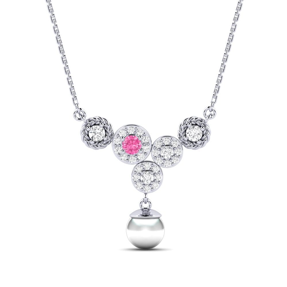 950 Platinum Pink Sapphire Women's Necklace Zieds