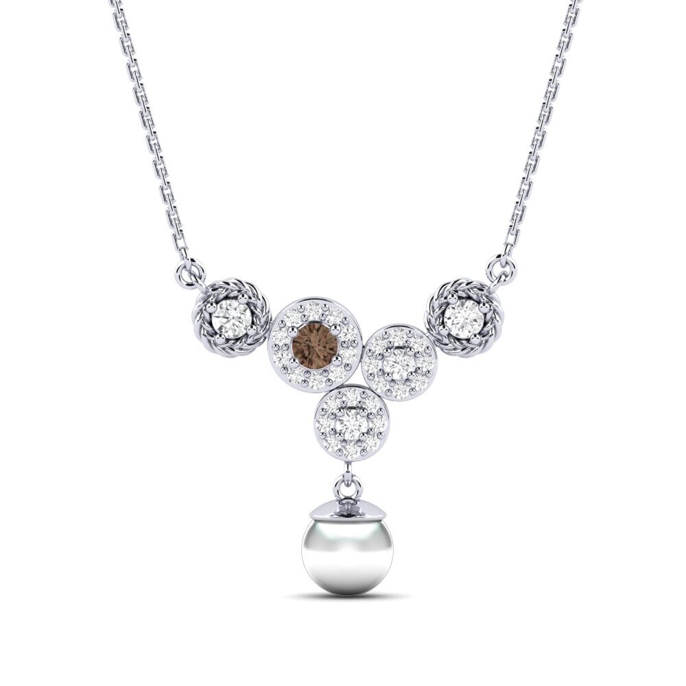 White Silver Smoky Quartz Women's Necklace Zieds