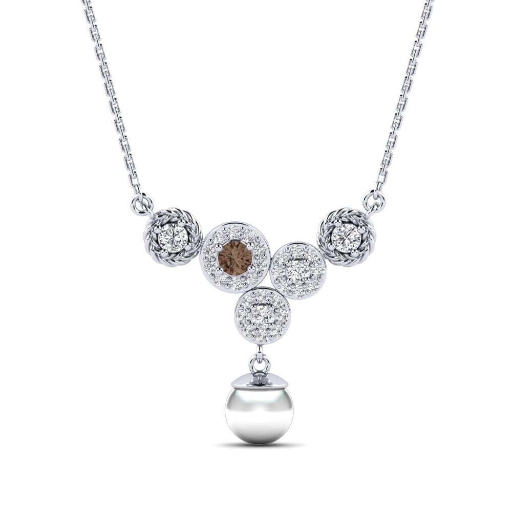 950 Platinum Smoky Quartz Women's Necklace Zieds