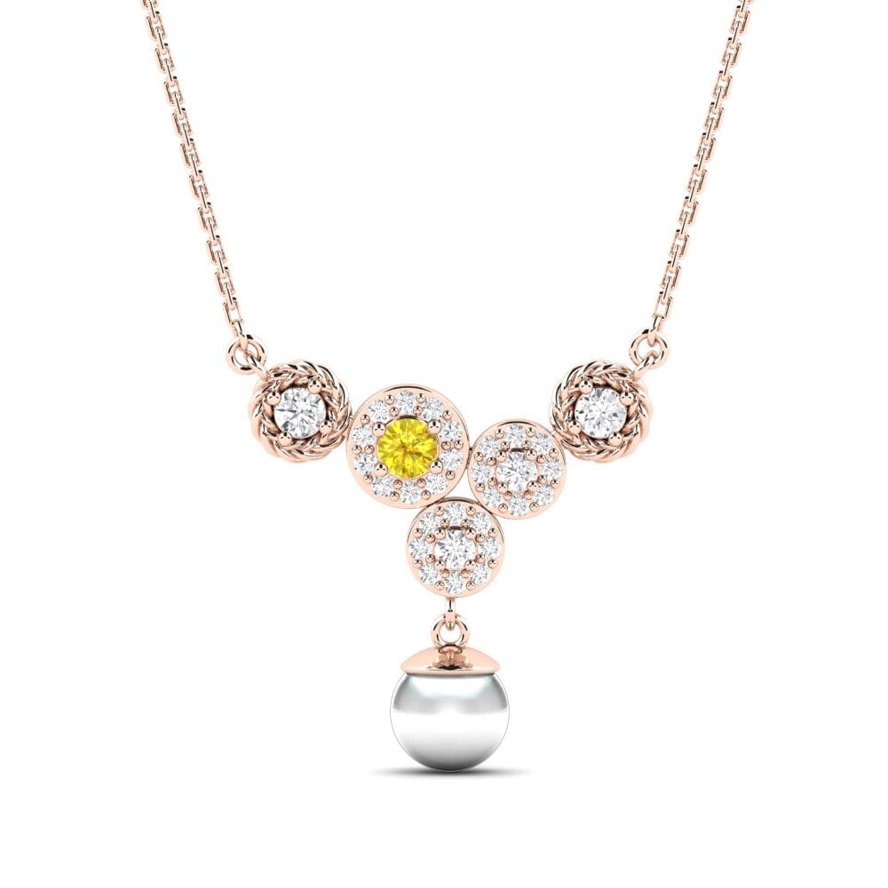 9ct Rose Gold Yellow Sapphire Women's Necklace Zieds