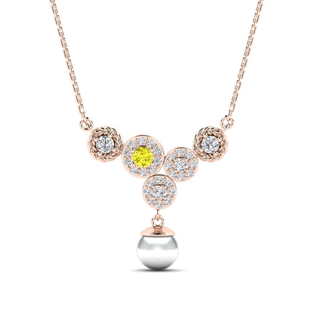 9ct Rose Gold Yellow Diamond Women's Necklace Zieds