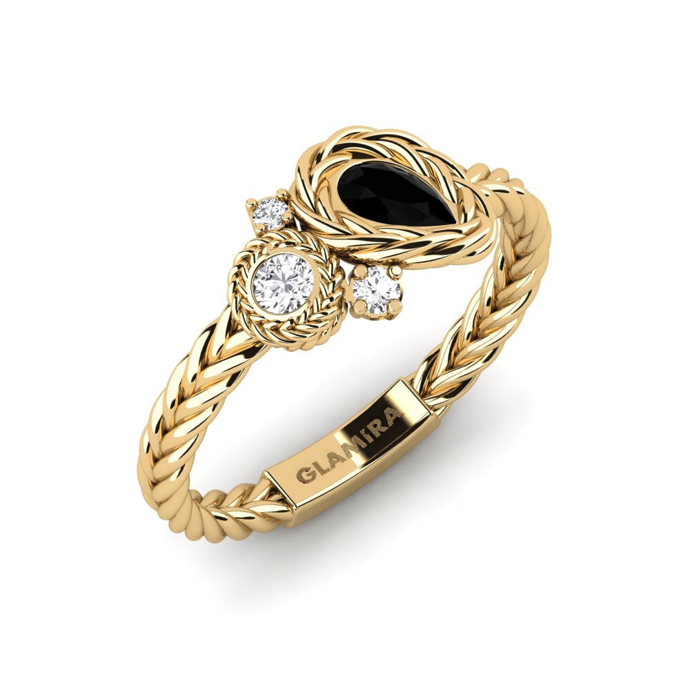 Pear Black Sapphire Ring Adyma