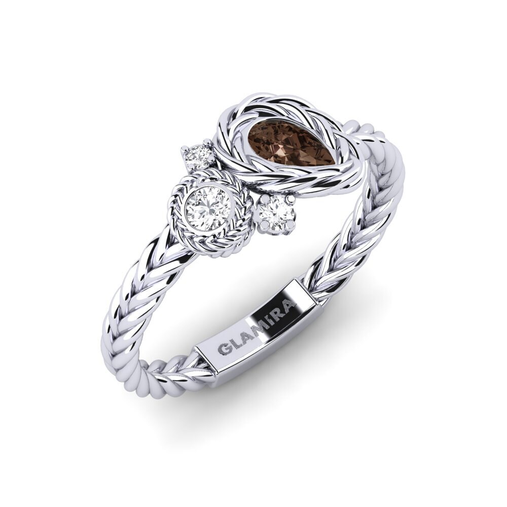 White Silver Smoky Quartz Ring Adyma