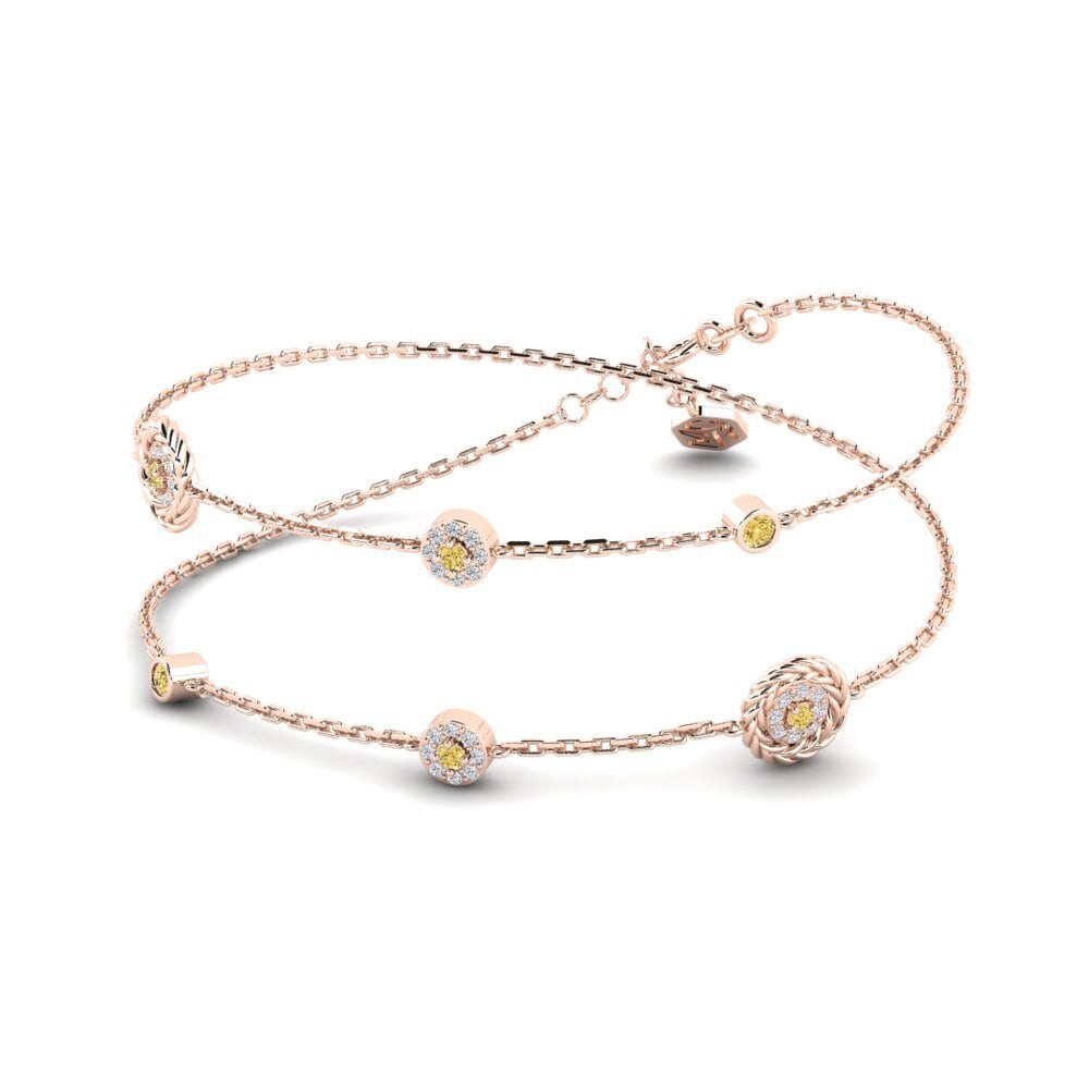 9ct Rose Gold Yellow Diamond Women's Necklace Bloem