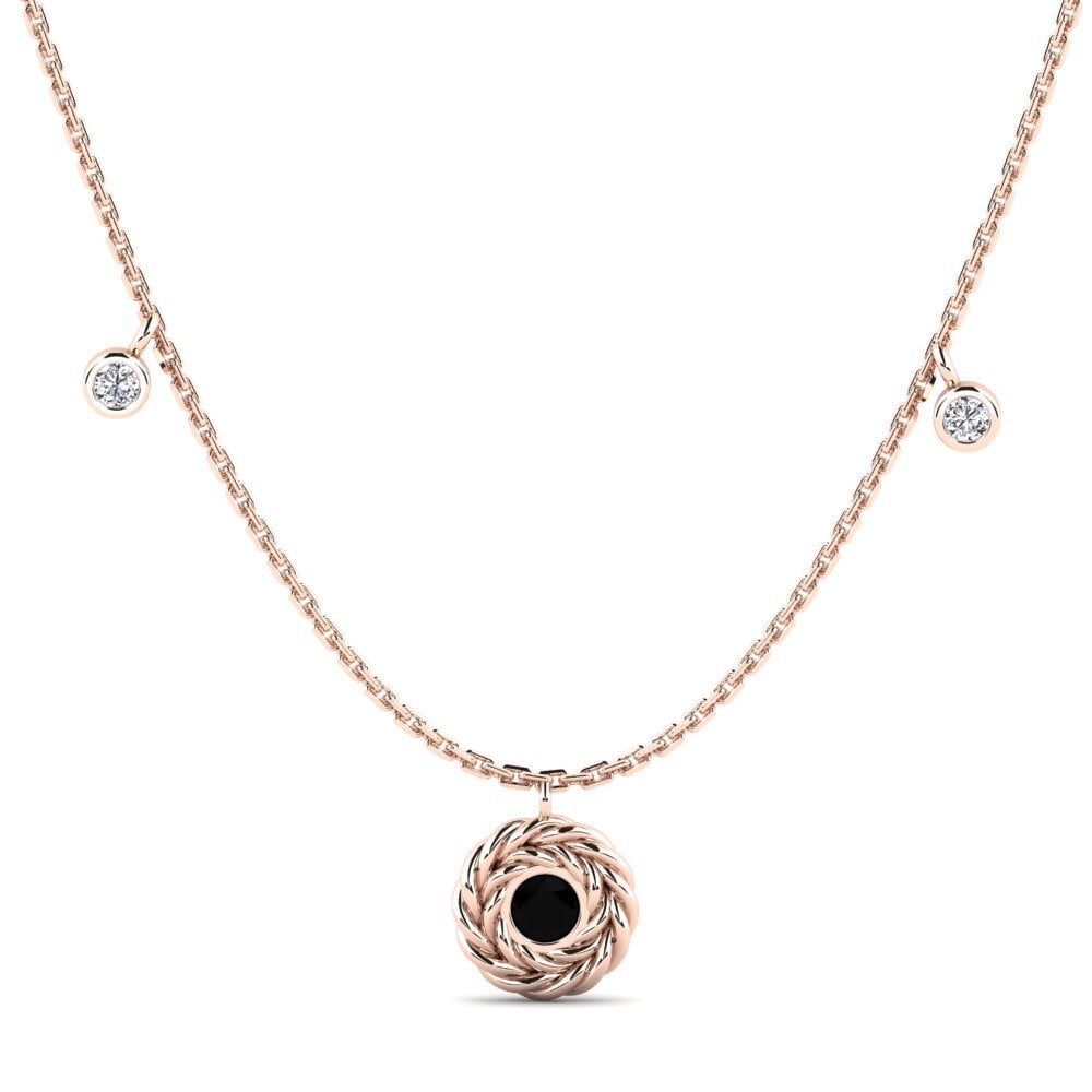 9ct Rose Gold Black Diamond Women's Necklace Borgron