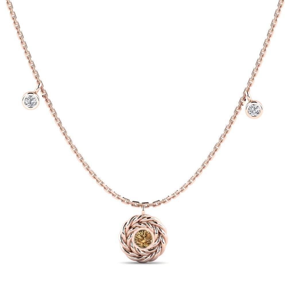 9ct Rose Gold Brown Diamond Women's Necklace Borgron